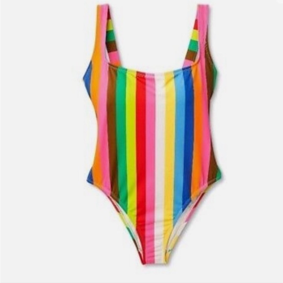 Tabitha Brown X Target Striped Rainbow One Piece Swimsuit SMALL NWOT - Picture 3 of 3